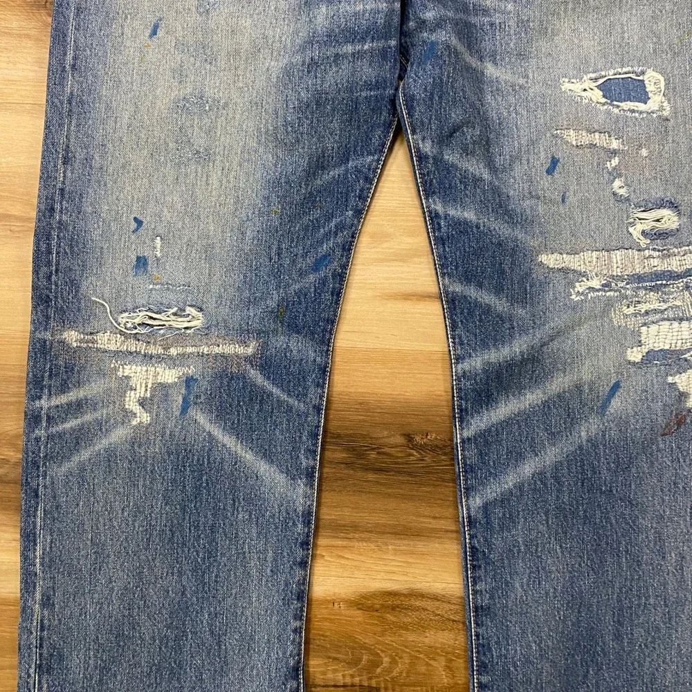 Polo Ralph Lauren Jeans 33x30 Classic Fit Distressed Cotton Denim Blue Straight